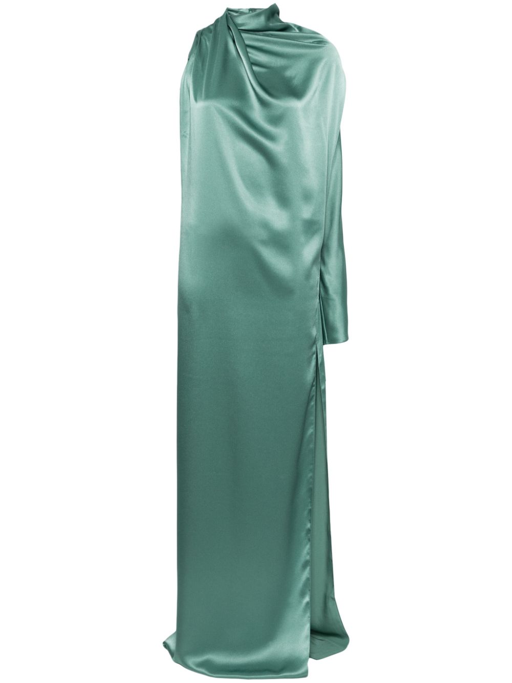 Single-sleeve draped gown - Green