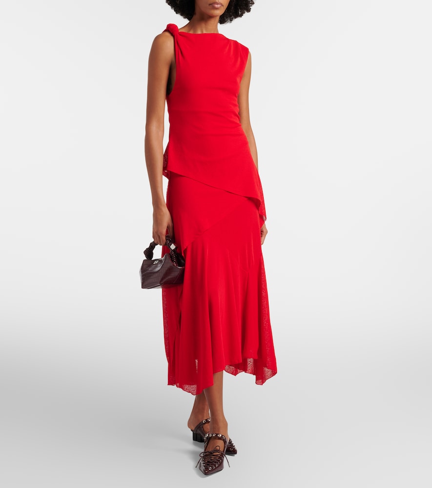 Draped asymmetric midi dress