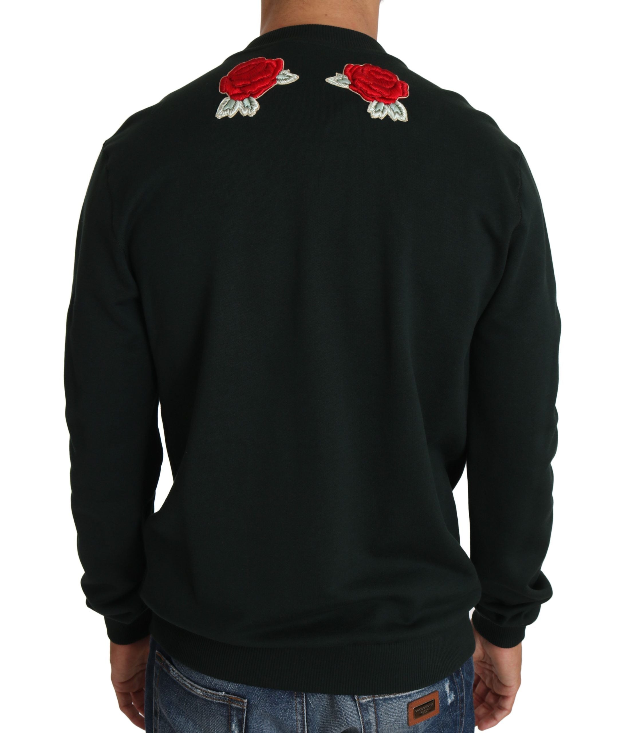 Embroidered Rose Sweatshirt — Black