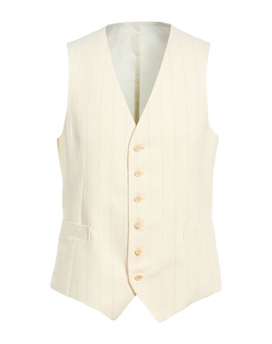 Gaiola Napoli Man Tailored Vest Ivory Size 38 Cotton, Linen