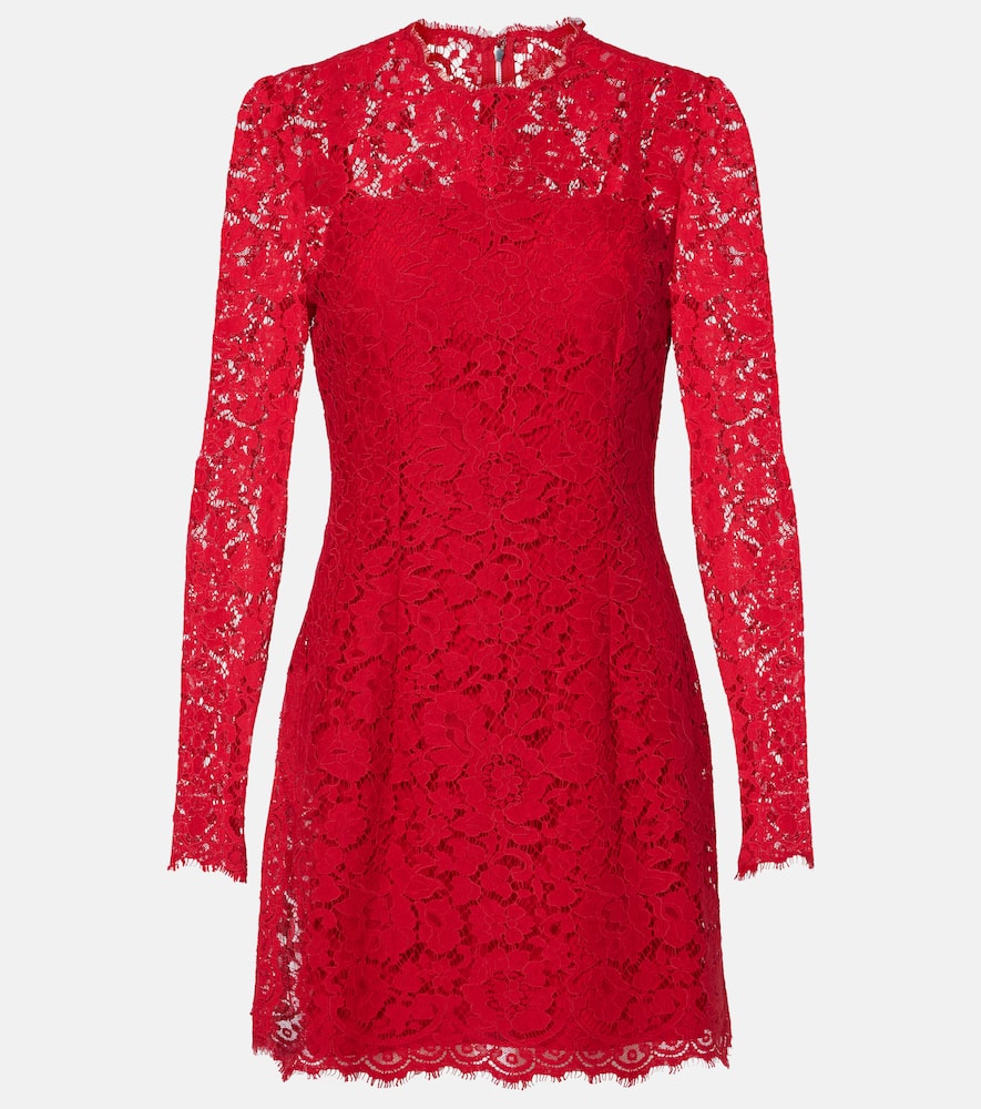 Cotton-blend lace minidress