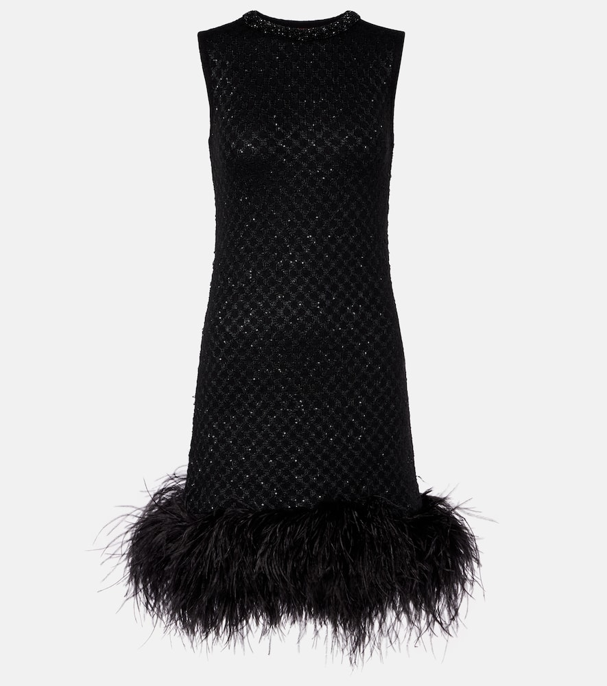 Novara feather-trimmed minidress