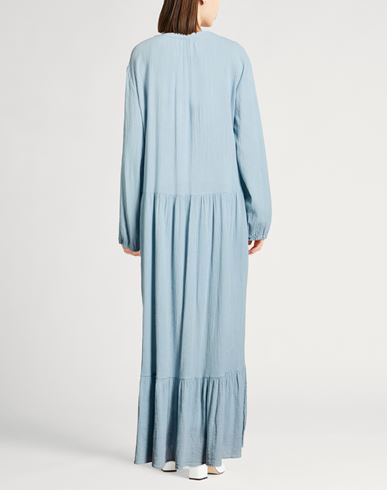 Woman Maxi dress Sky blue Size M Cotton, Silk, Linen