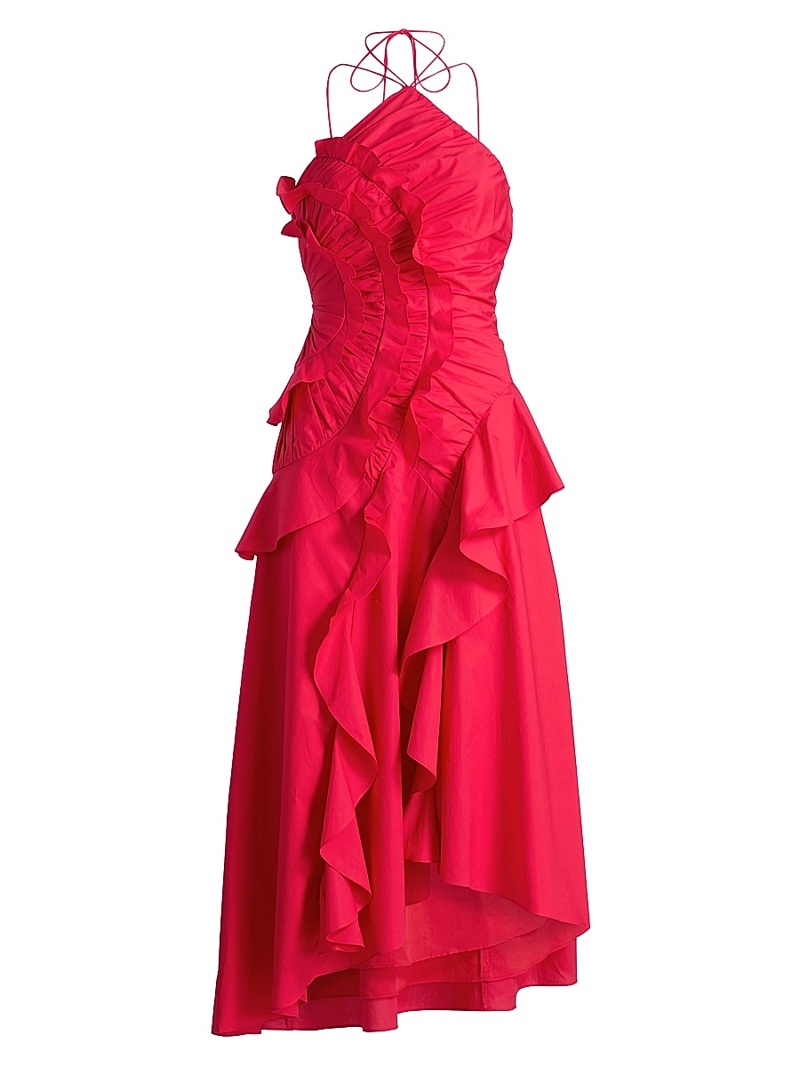 Women's Ottavia Ruffle Halterneck Midi-Dress - Solstice Red