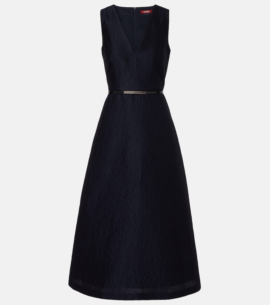 Lyon cotton and silk-blend cloqué midi dress
