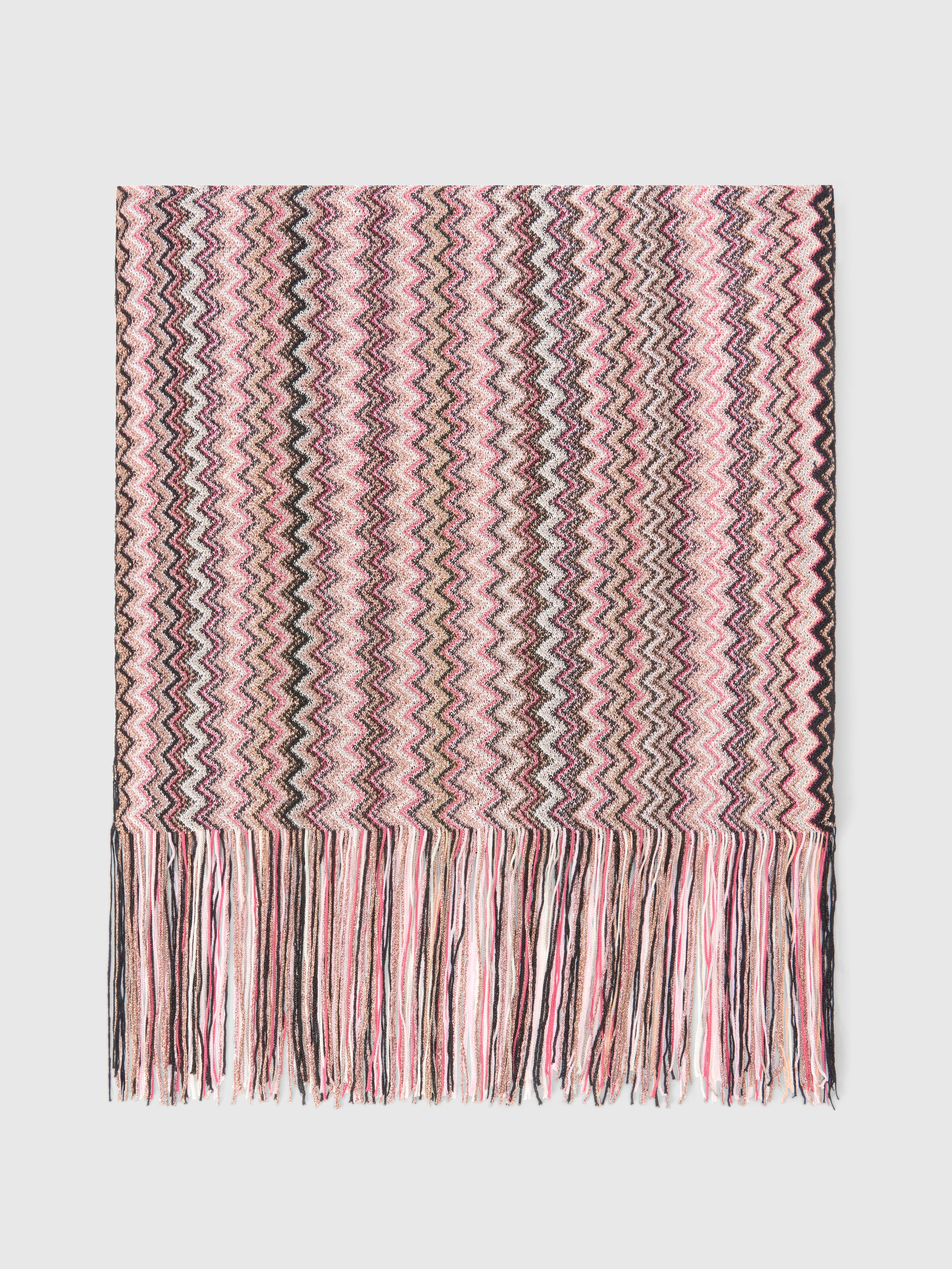 Missoni - Viscose and cotton zigzag scarf with fringes, Women, Multicoloured, : UNIC