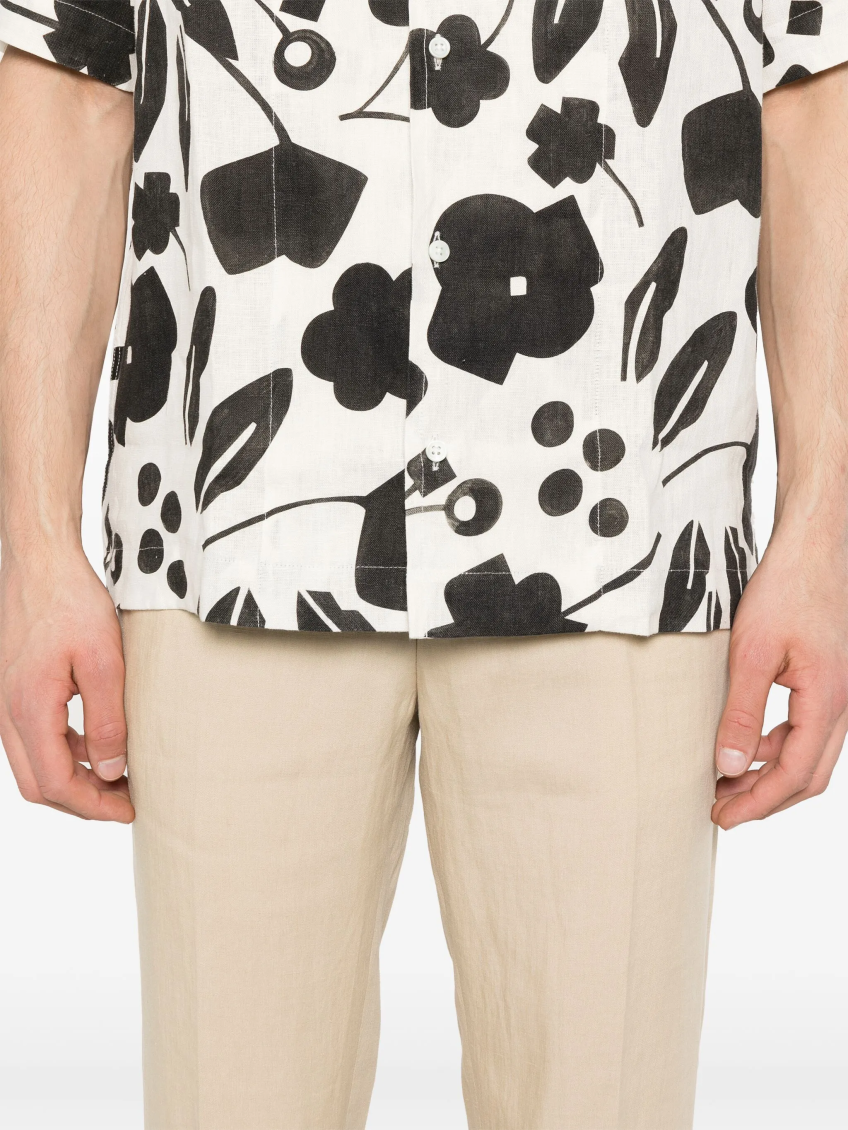 Light Brown drawstring-fastening linen trousers