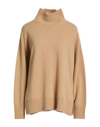 Woman Turtleneck Camel Size M Merino Wool, Cashmere