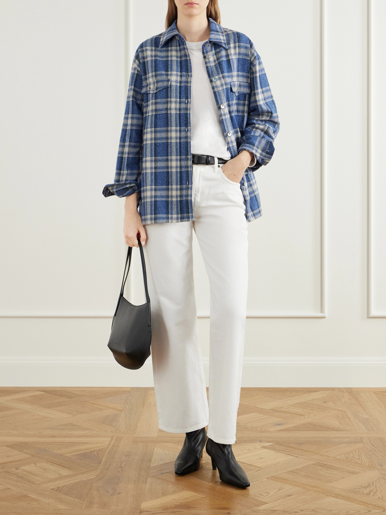 Checked Cotton-flannel Shirt - Blue