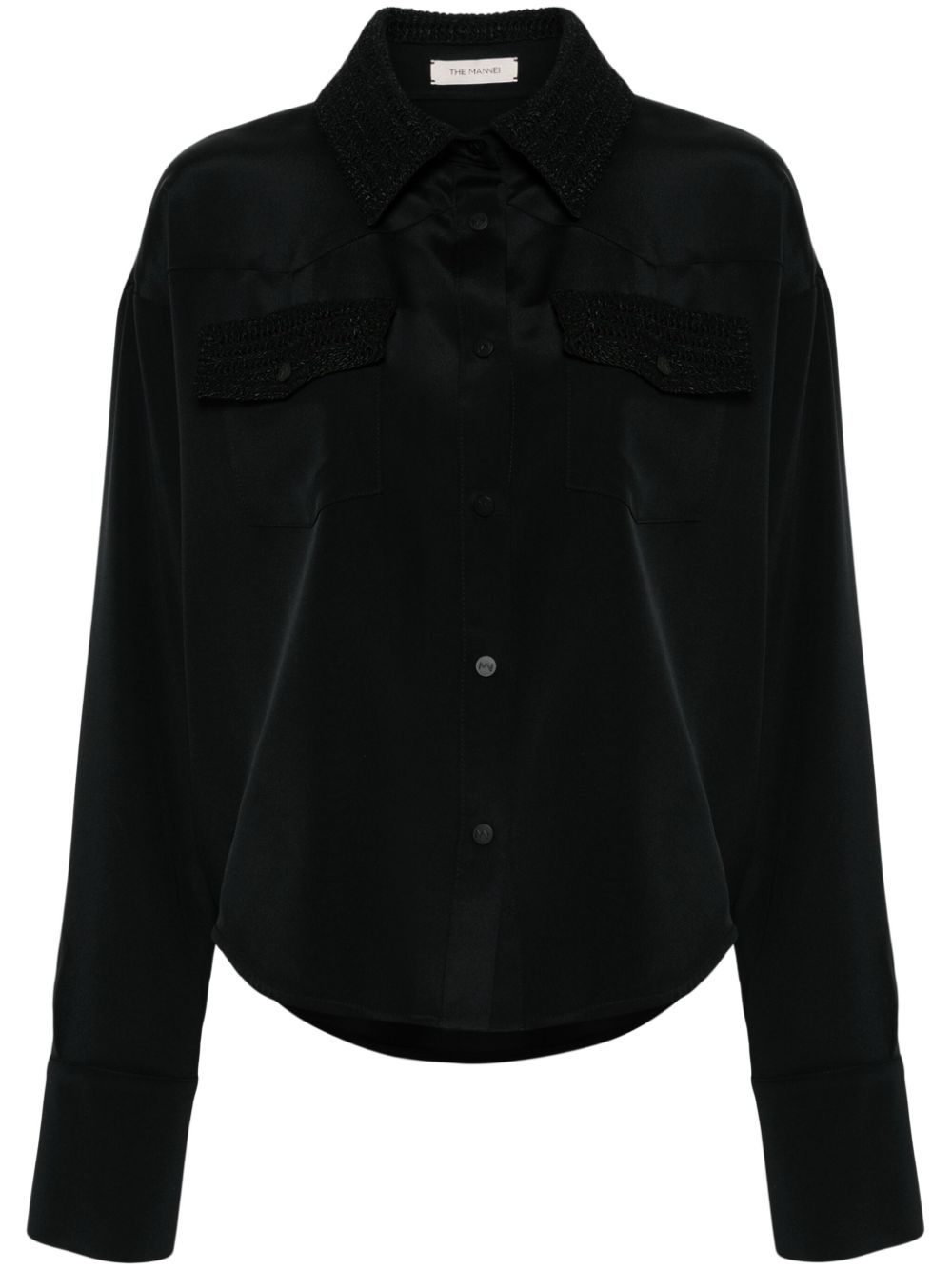 Toledo crochet knit-detail shirt - Black