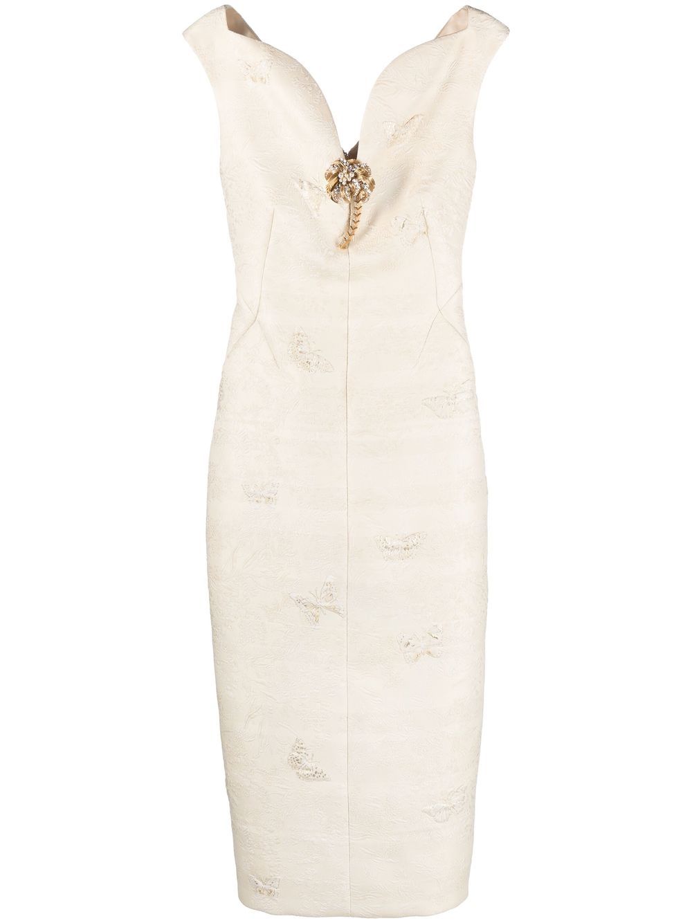 Jacquard-pattern midi dress - Neutrals