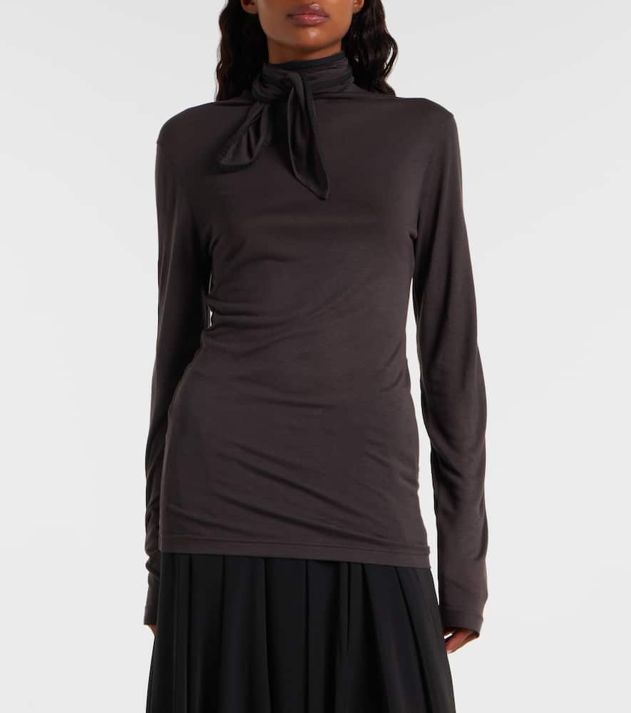 Tie-neck jersey top