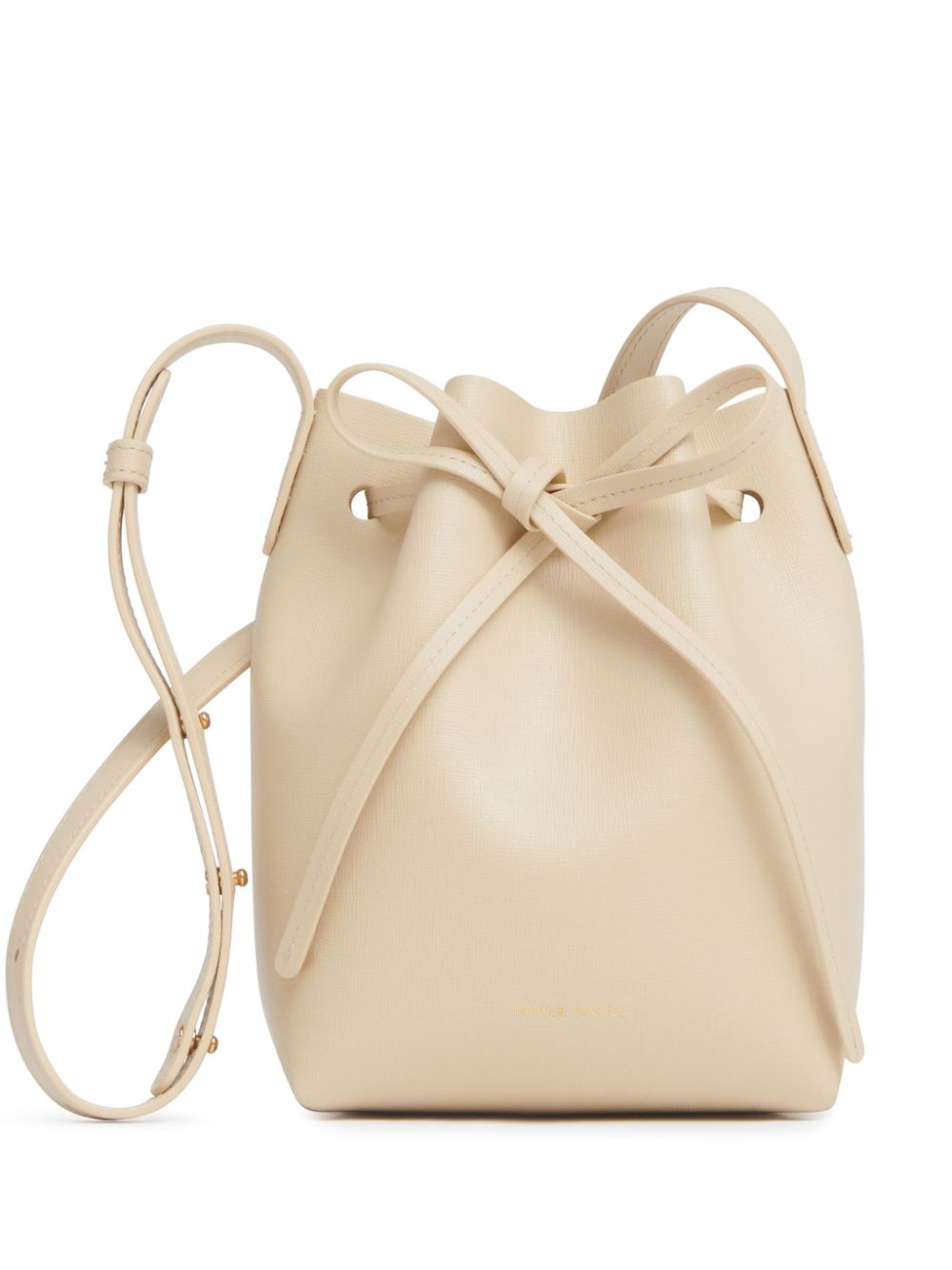 Mini logo-stamp leather bucket bag - Neutrals