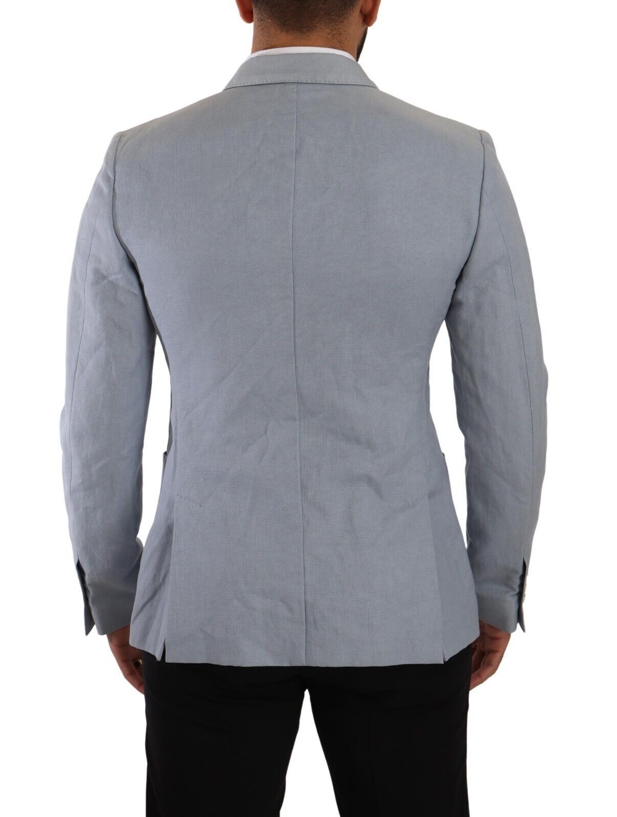 Cotton Linen Slim Fit Blazer — Blue