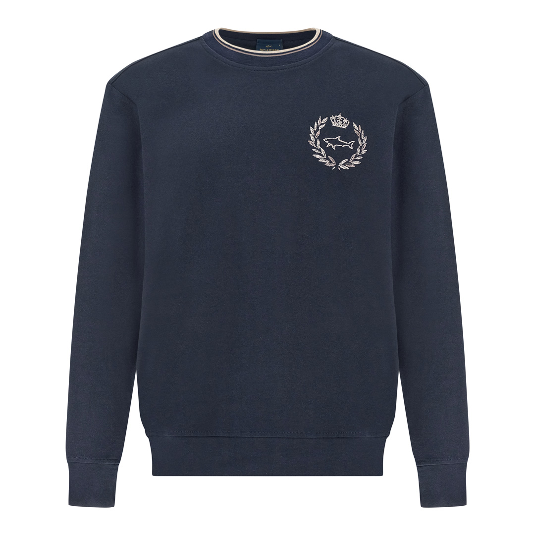 X‑Soft sweatshirt in cotton with heraldic embroidery, Man, Dama Blue