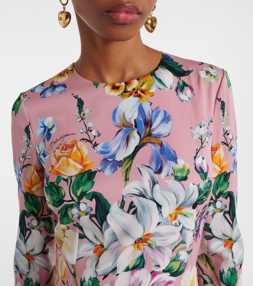 Floral silk-blend midi dress