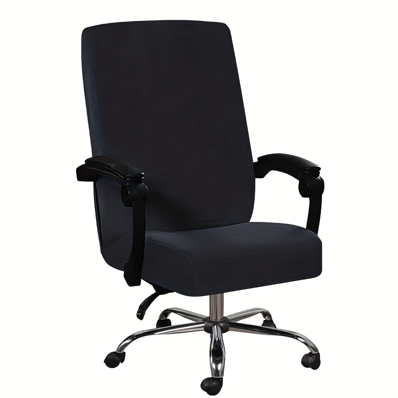 TEMU Black Stretch Office Chair Cover With Armrests, Removable Spandex Sofa Protector, Fit For Desks And Swivel Chairs, Machine Washable, Comfortable
