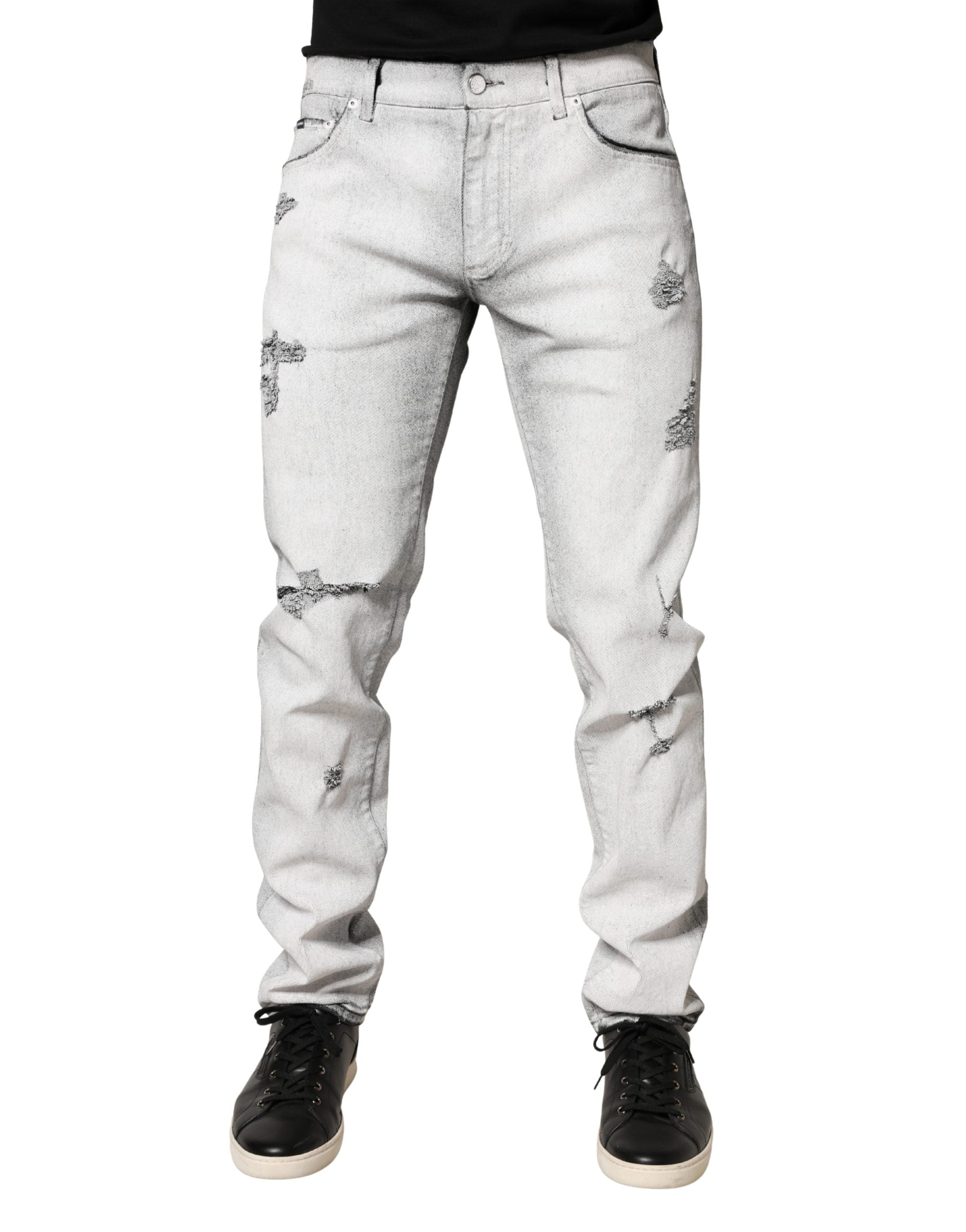 Distressed Denim Jeans — Gray