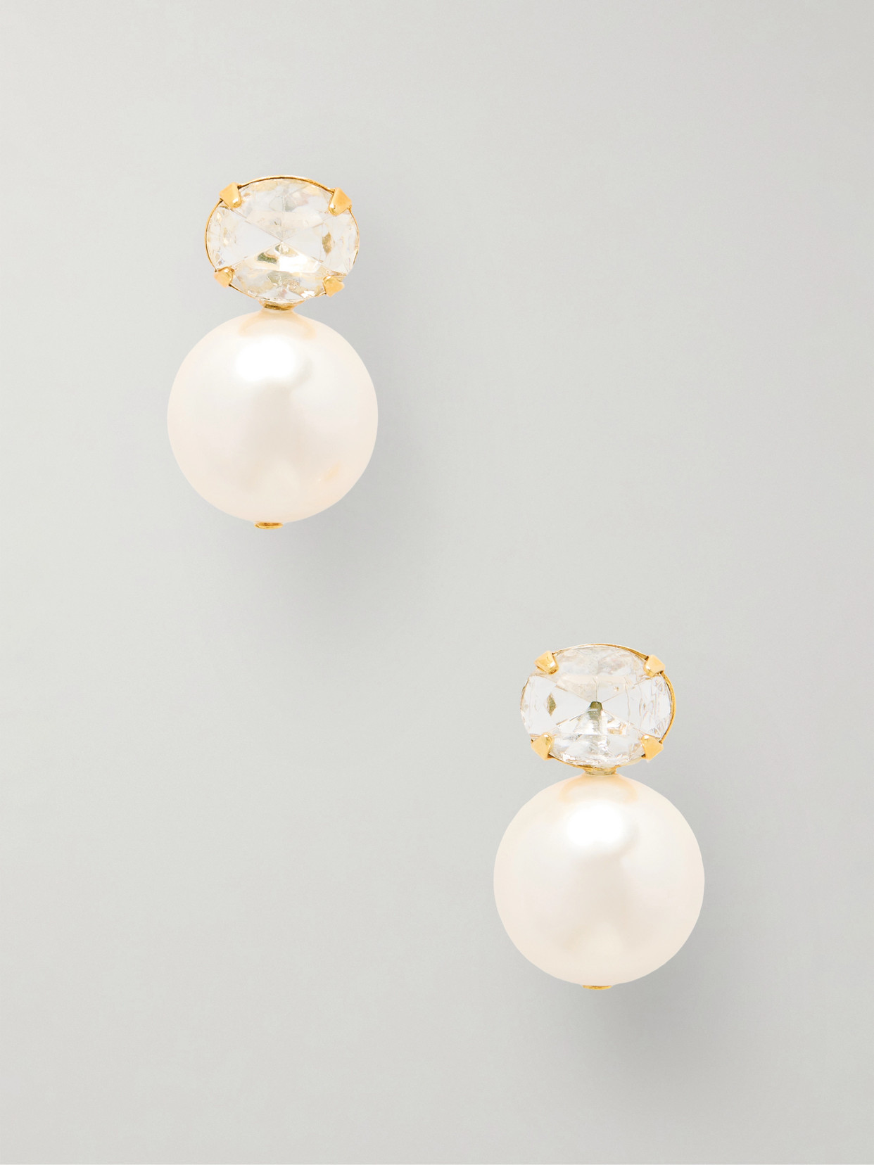 Nina Gold-tone Crystal And Pearl Earrings