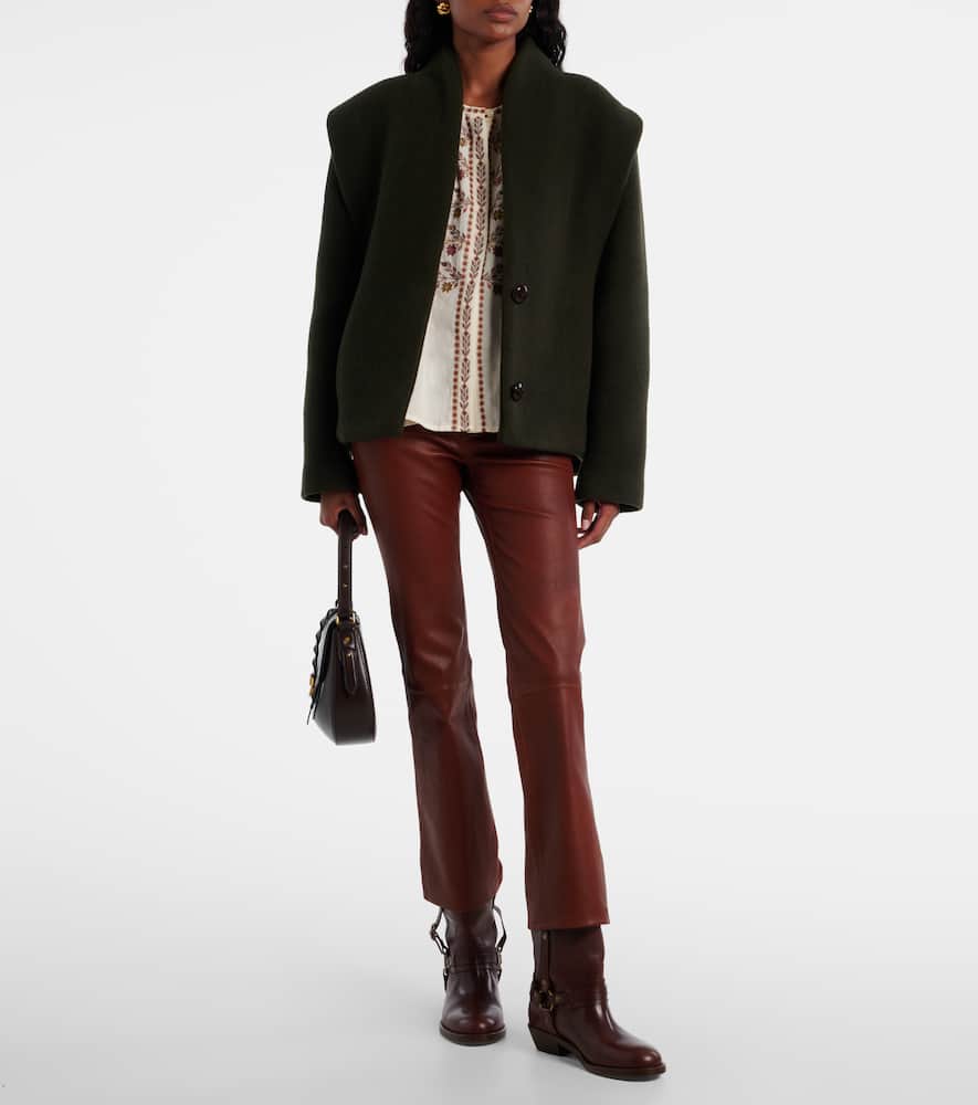 Reboot Crop leather bootcut pants