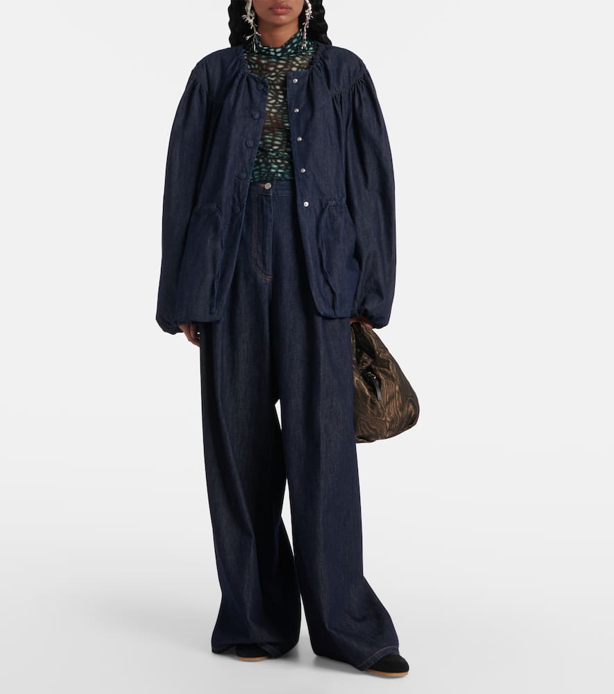 Pleated high-rise wide-leg pants