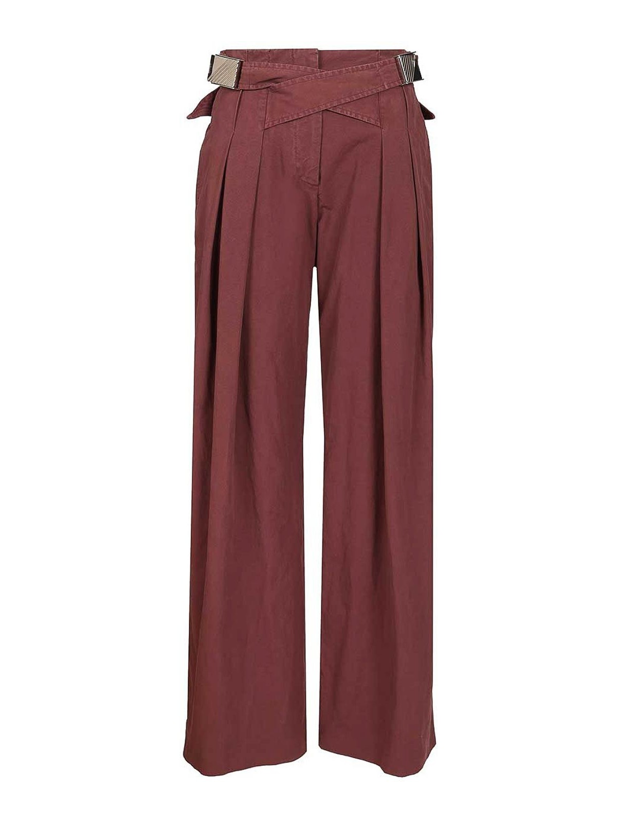 The Attico - wide leg wool tailored trousers belt