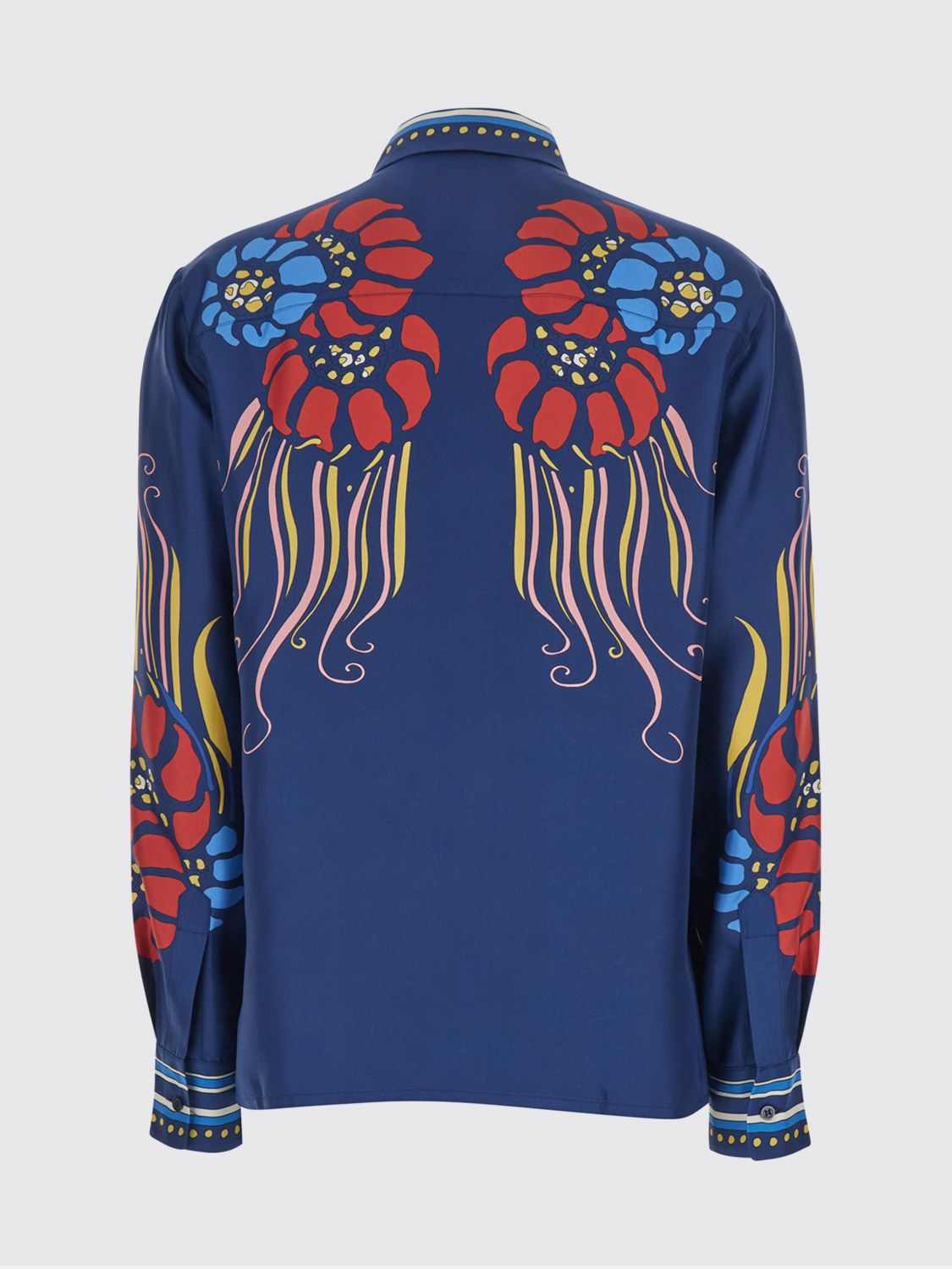 Boy Shirt in Pure Silk with All-Over Floral Print