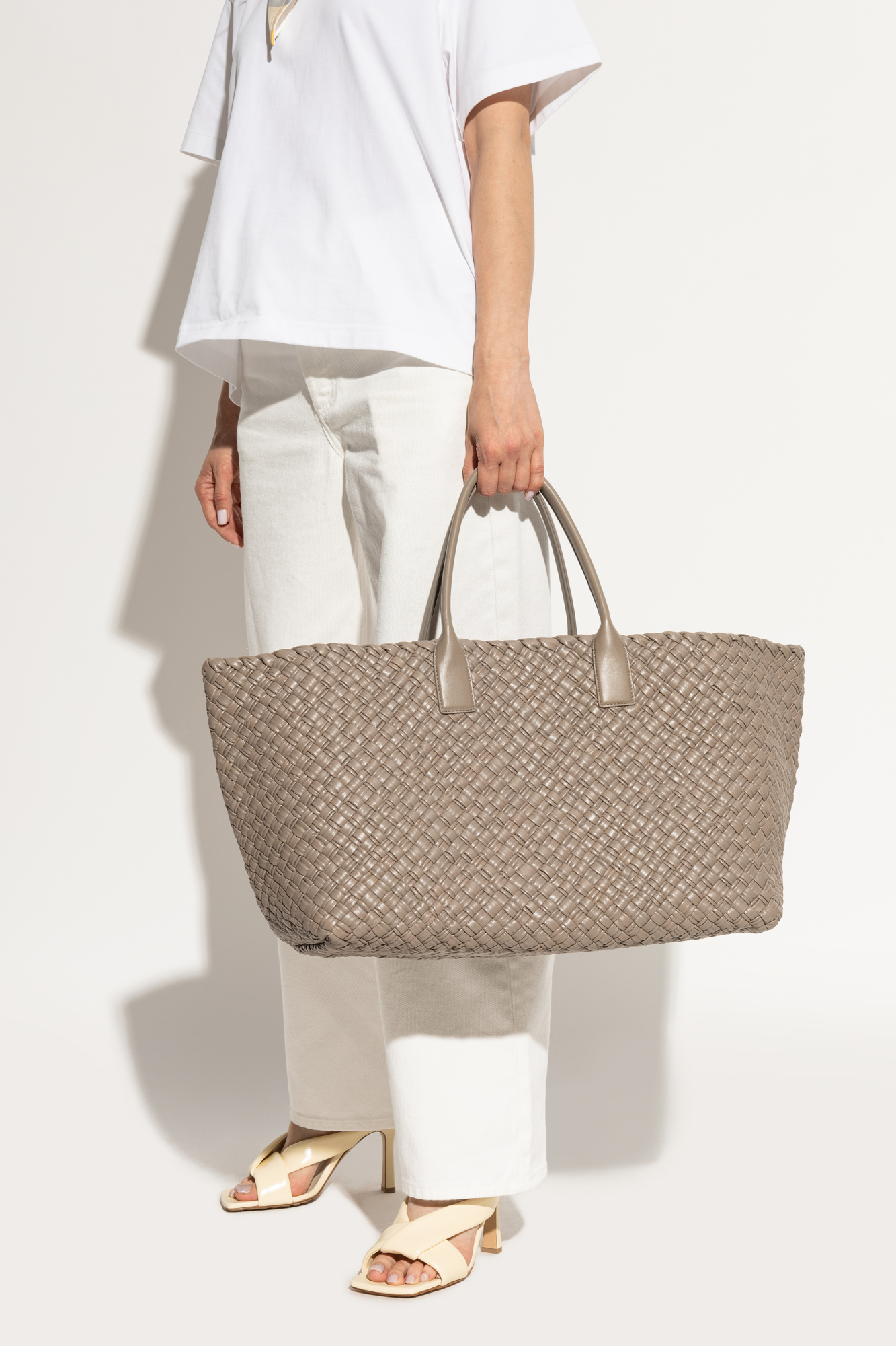 Bottega Veneta 'Cabat Large' Shopper Bag, Women's, Beige