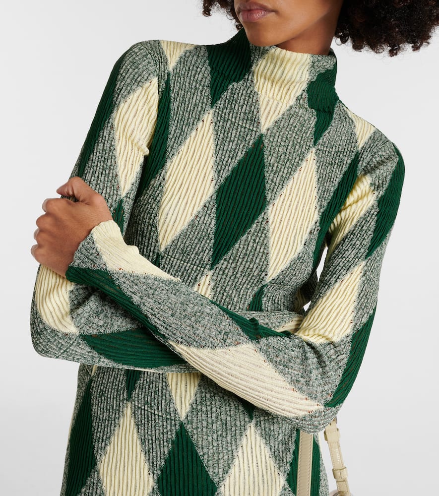 Argyle cotton and silk sweater