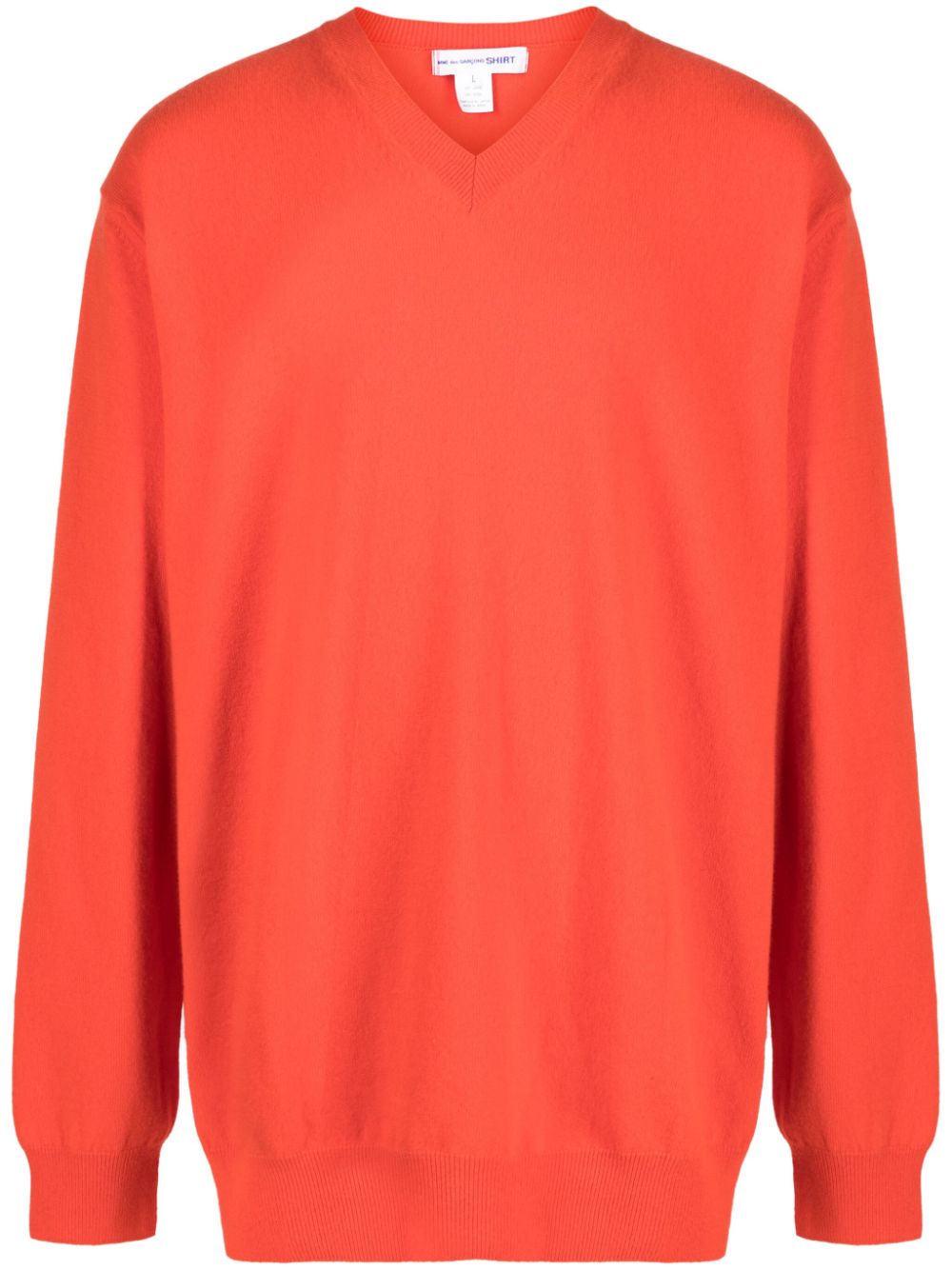 V-neck wool jumper - Orange