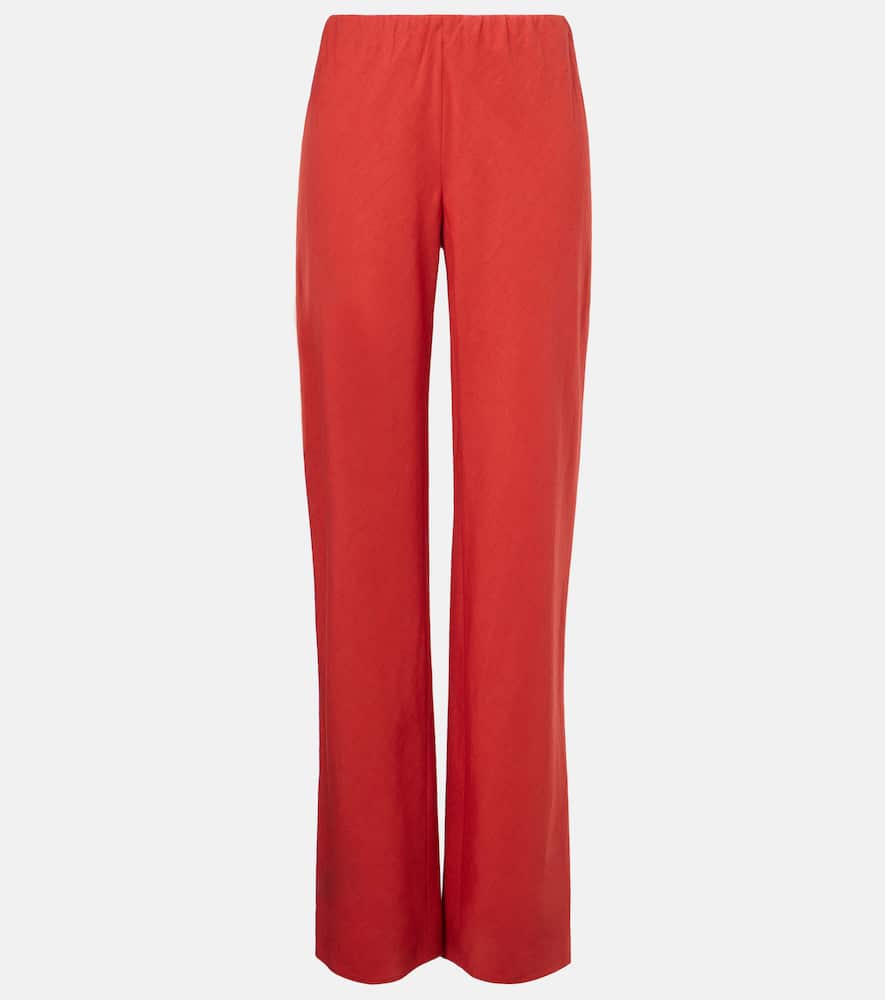 Cotton and linen-blend wide-leg pants