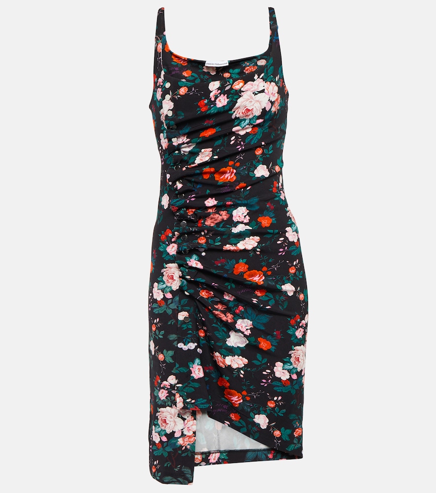 Floral ruched jersey minidress