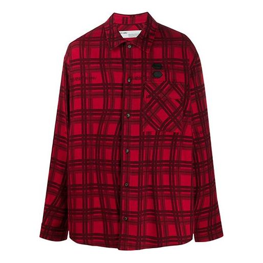 SS20 Back Arrows Sketch Mens Plaid Shirts Red Black