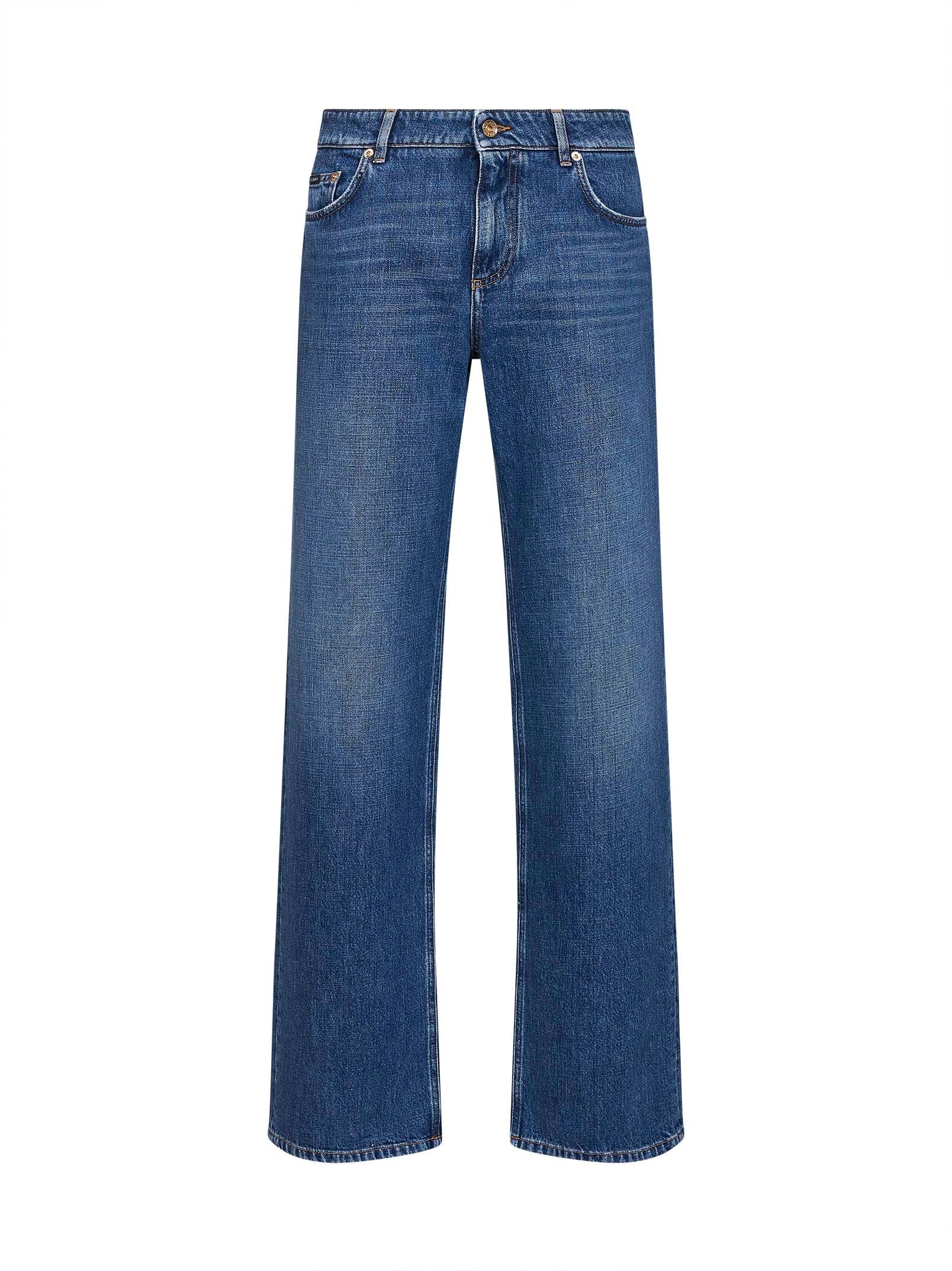 Cotton Straight Leg Jeans — Blue