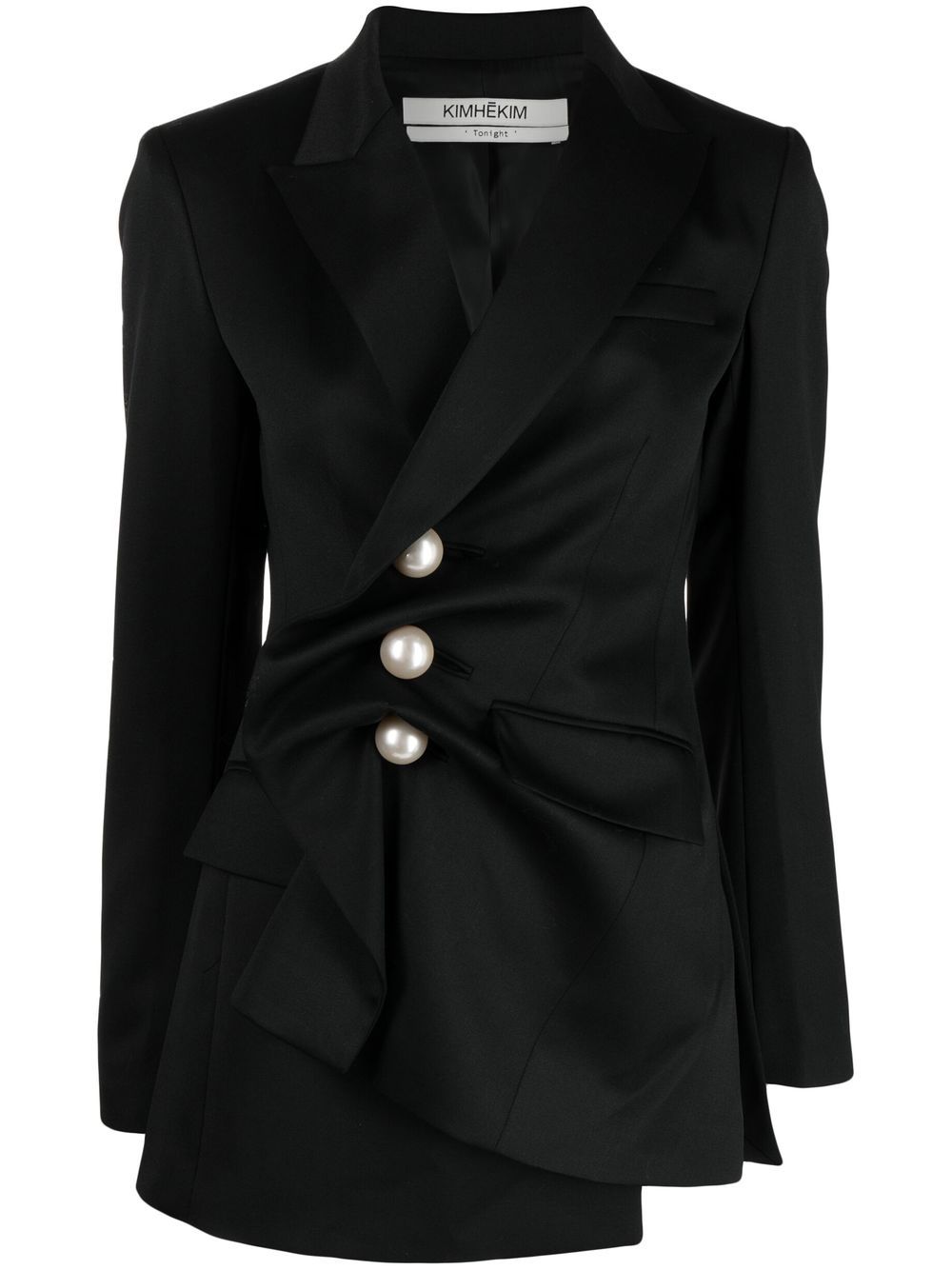 Asymmetric single-breasted blazer - Black