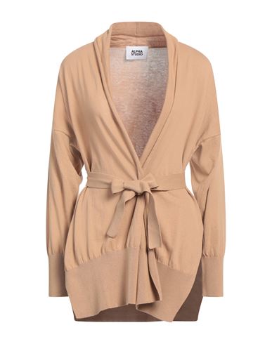 Alpha Studio Woman Cardigan Camel Size 10 Cotton