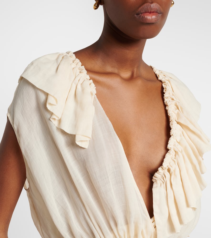 Ruffled peplum ramie top
