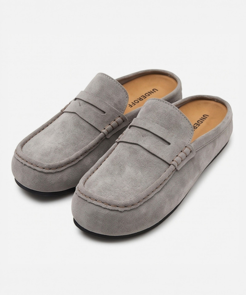 Suede Loafer Slide Gray