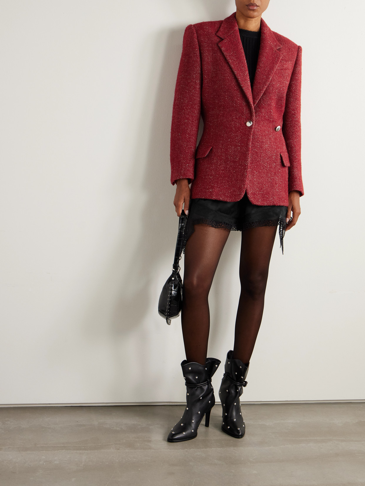 Herringbone Blazer - Red