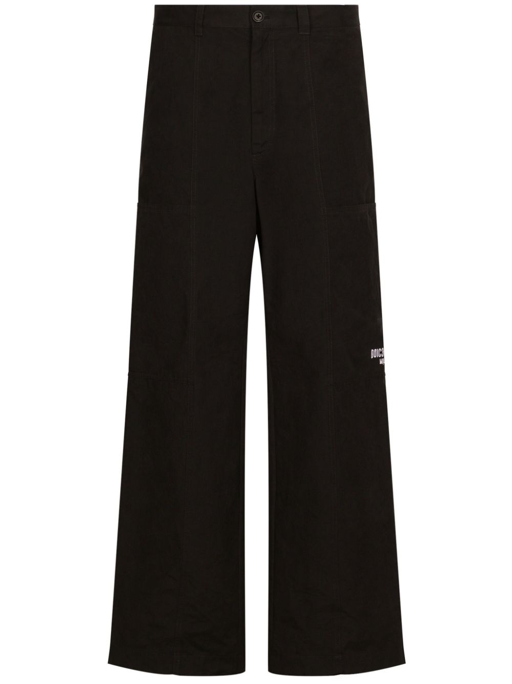 Logo-print wide-leg trousers - Black