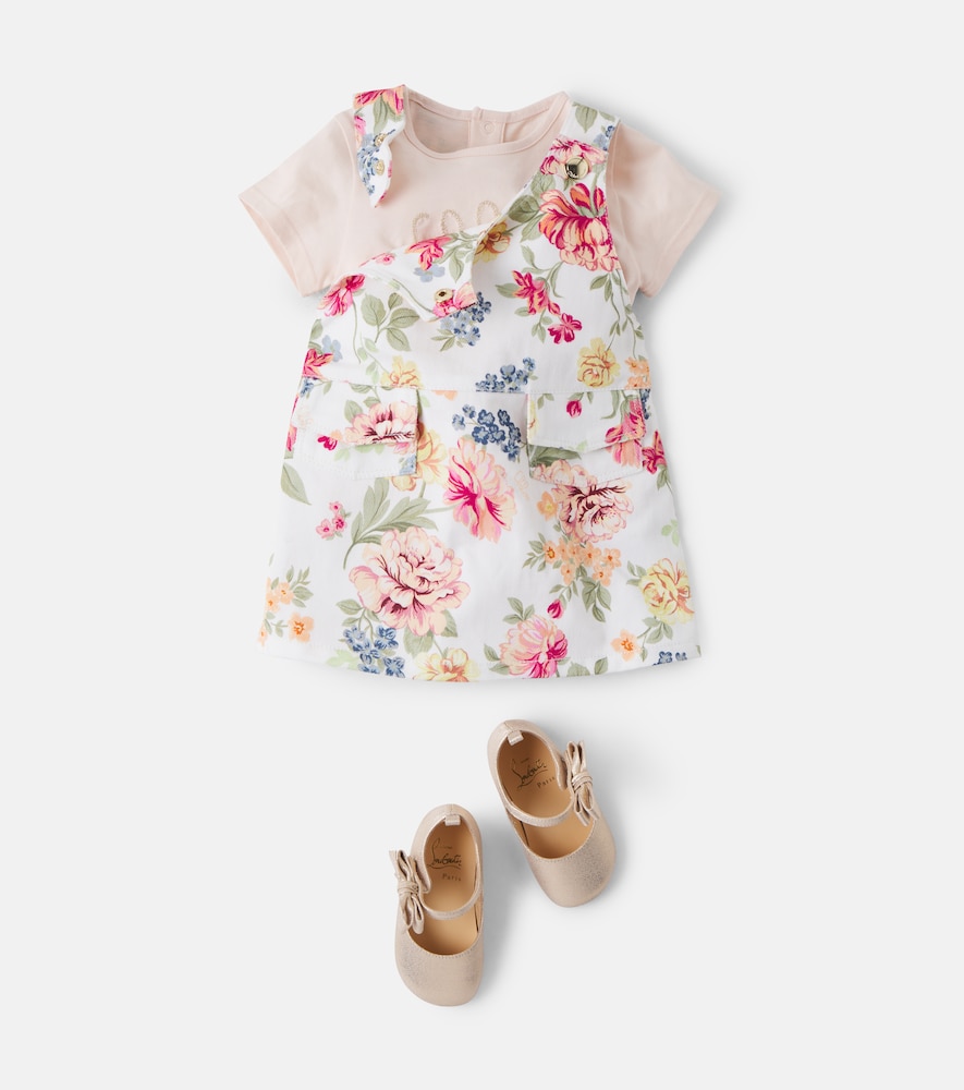 Chloé Kids Baby logo floral cotton dress and T-shirt set