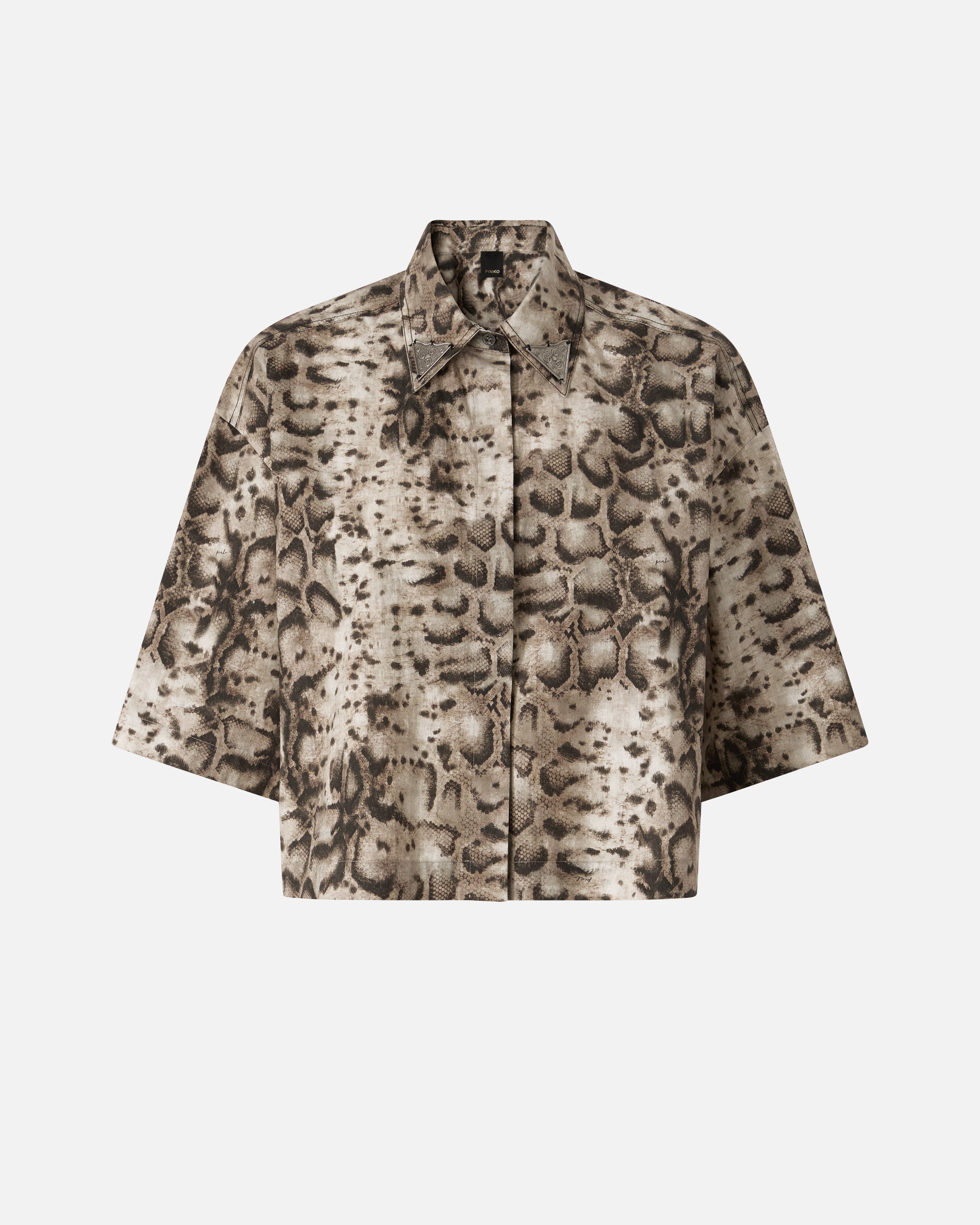 Cropped printed shirt with metallic details - 38