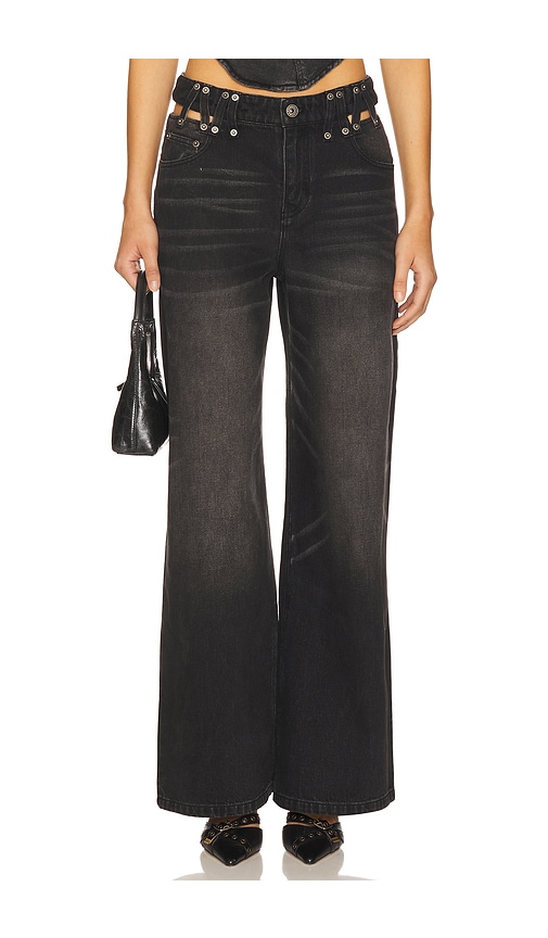 MARRKNULL Cutout Denim Trousers Jeans in Black. -  S also in