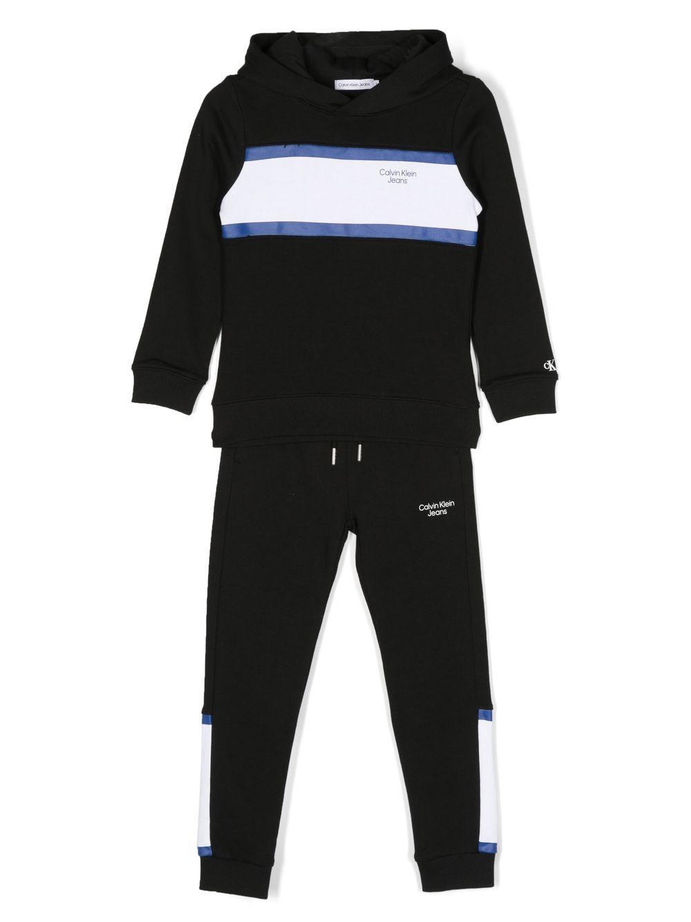 Colour-block organic cotton tracksuit - Black