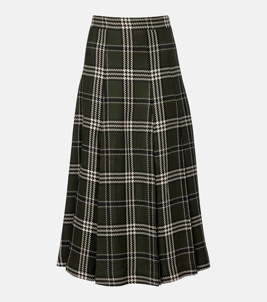 Kensie checked wool-blend midi skirt