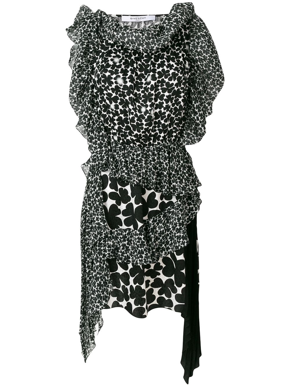 Asymmetric patterned dress - Black