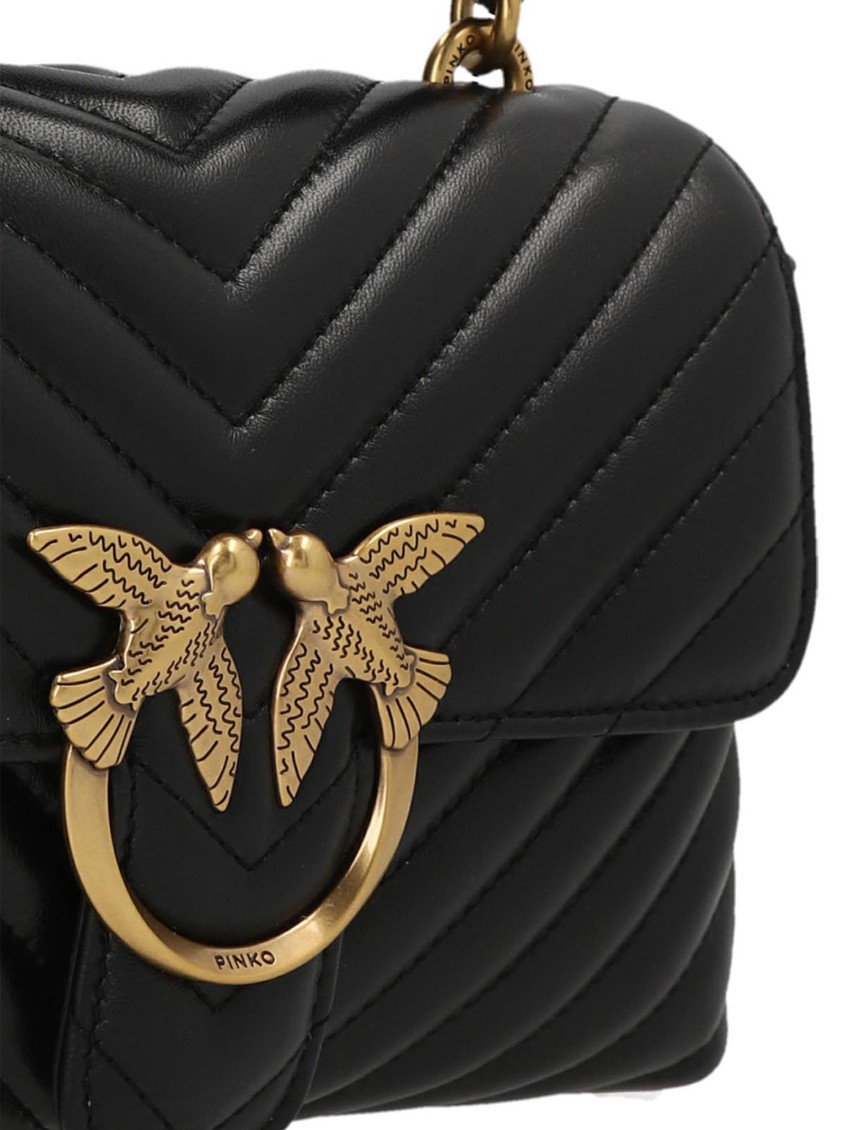 Love quilted top-handle bag - Black