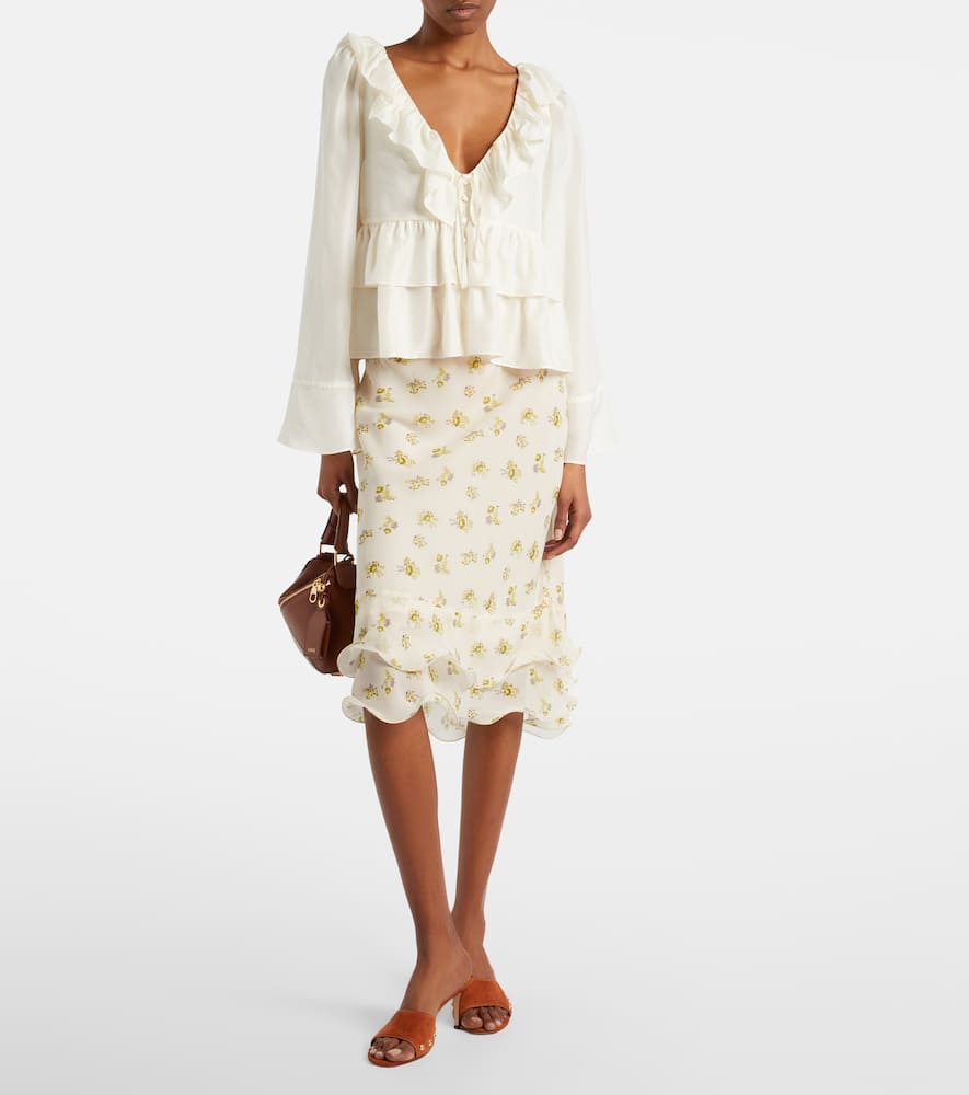 Ruffled silk shirt