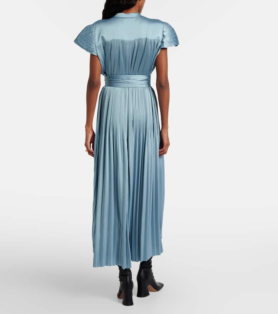Phare plissé satin midi dress