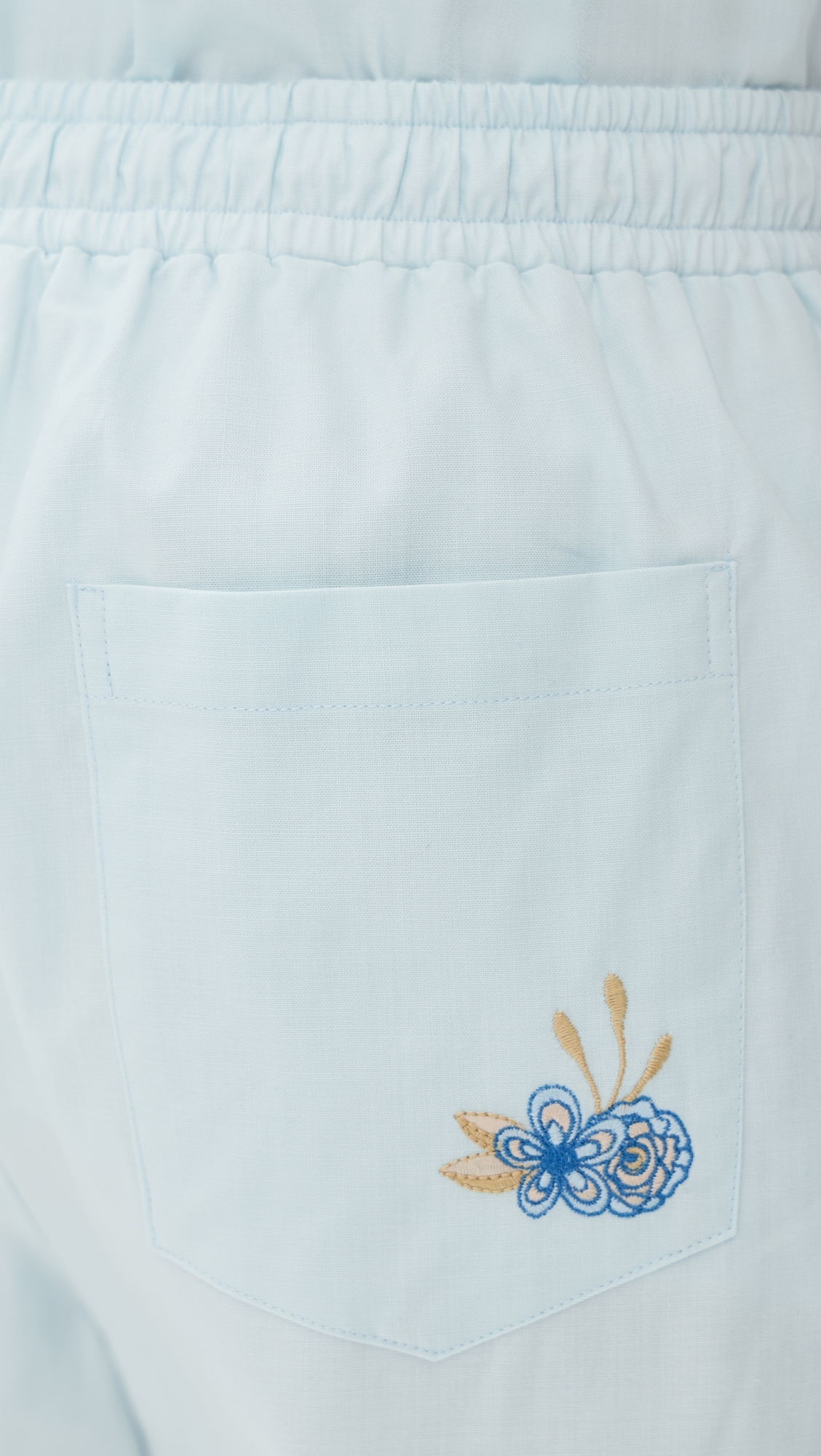 Samet Embroidered Linen Shorts Blue